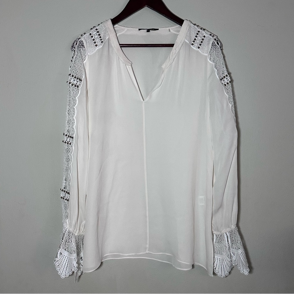 Kobi Halperin | Silk Lace & Beaded Sleeve Blouse | M